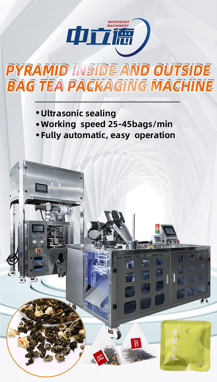 Automatic Inside and Outside Triangle Pyramid Tea Bag Packing Machine for Loose Granule Flower Tea Packaging Bag Sealing Machine