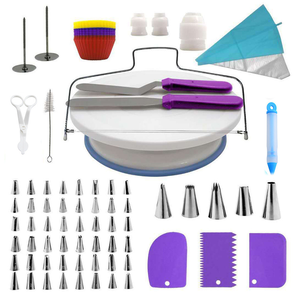 Stainless steel baking decoration tool tip cream spatula decoration bag turntable 106 sets of cake decoration supplies