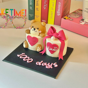 Valentine's Day soft glue bear red love cake decoration couple soft glue bear confession cake decoration decor cake topper