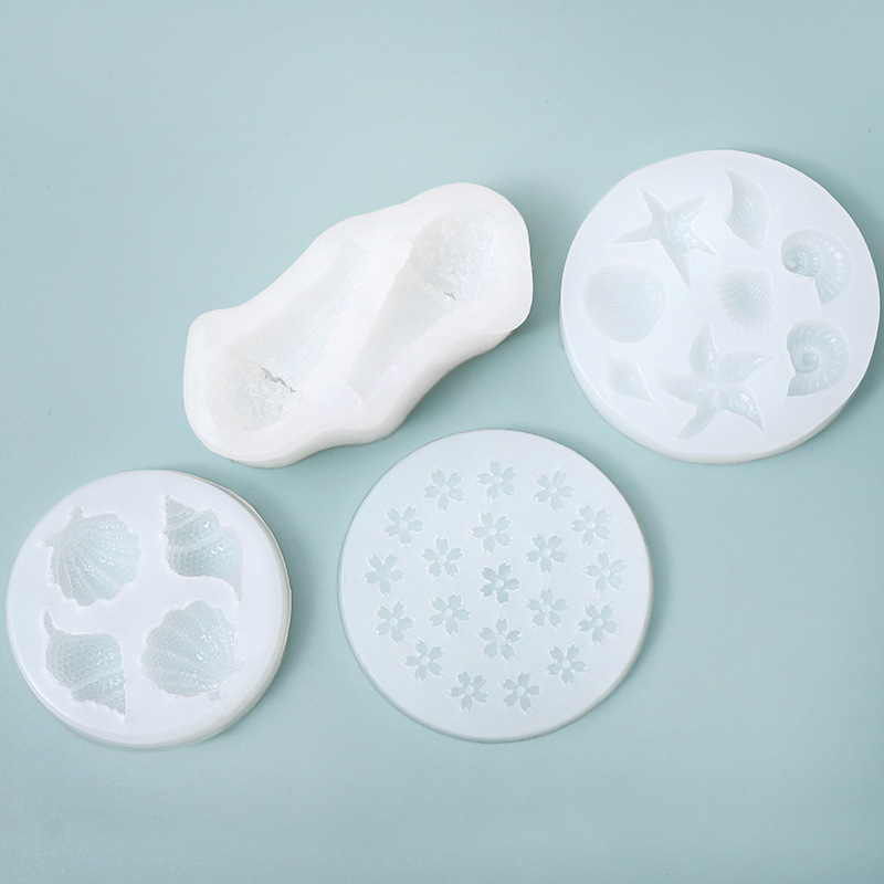 White drop glue mold sea Life DIY shell starfish conch decoration silicone chocolate mold baking tools