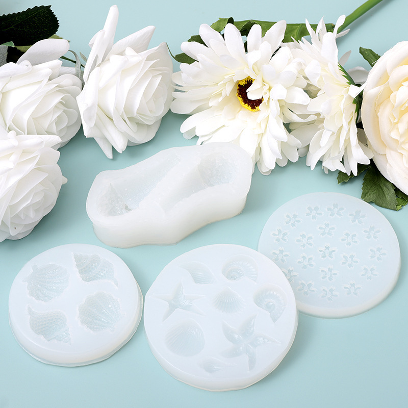 White drop glue mold sea Life DIY shell starfish conch decoration silicone chocolate mold baking tools