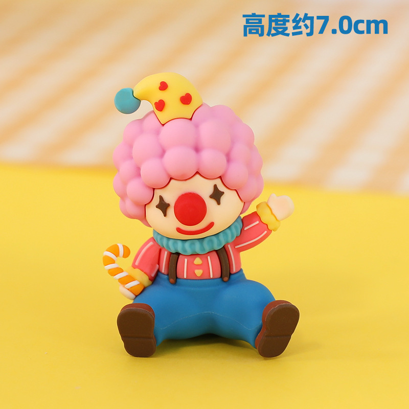 Circus clown lion elephant soft glue doll ornament children's birthday cake decoration cartoon character cake toppers