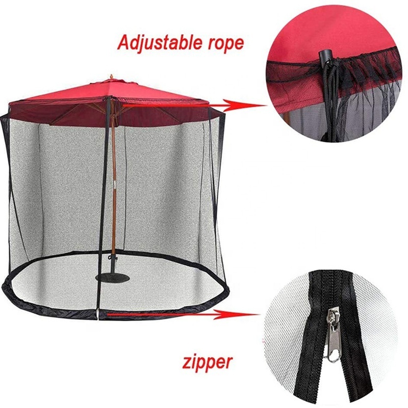 2021 New Design 7.5FT and 9FT Garden Umbrella Accessories foldable mosquito net with Zipper