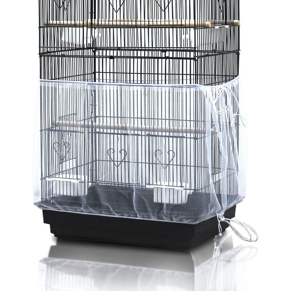 High Soft Ventilated Adjustable Nylon Transparent Skirt Guard Parrot Cage Mesh Bird Cage Cover