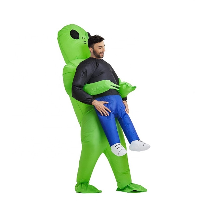 2021 new design Unisex Funny cosplay halloween green inflatable alien costume for adult