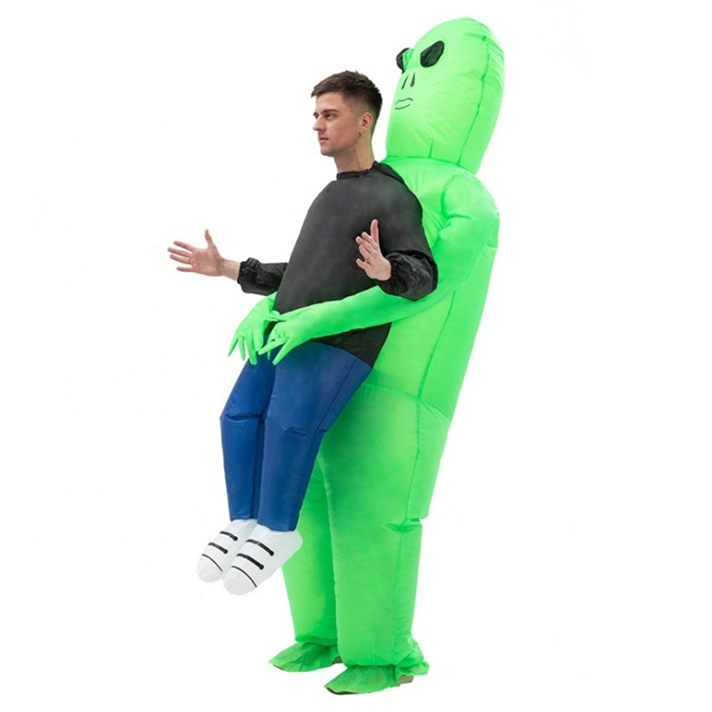 2021 new design Unisex Funny cosplay halloween green inflatable alien costume for adult