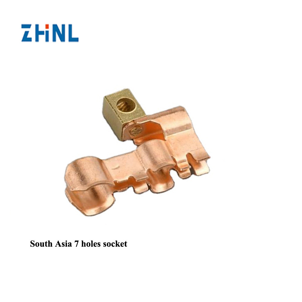 OEM customized Southeast Asia Myanmar Laos Cambodia Nepal 7 holes socket Brass Copper Contact Stamping electrical accessories