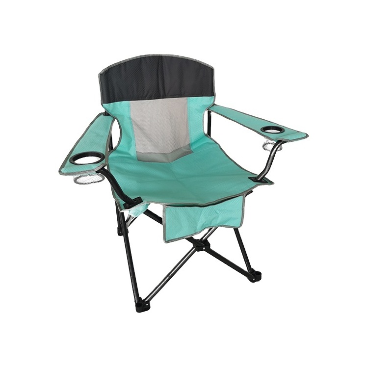 Selling Good Quality Ultralight Collapsible Outdoor Leisure Arm Camping Chairs with Two Mesh Cups