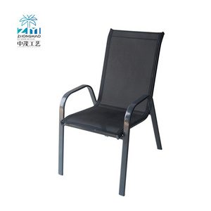 Wholesale Black Portable Stackable Pool Chaise Modern Patio Furniture Lounge Garden Steel Chair with Customized