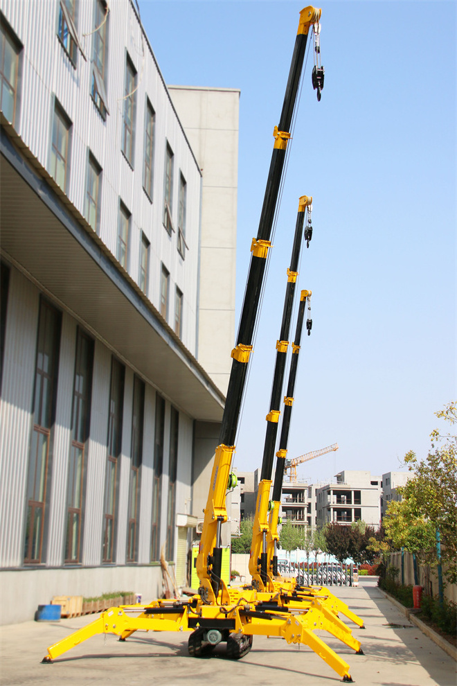 Smart design electric mobile spider crane with long arm fly jib 3 ton forklift lifting crane 5 ton mini spider crane