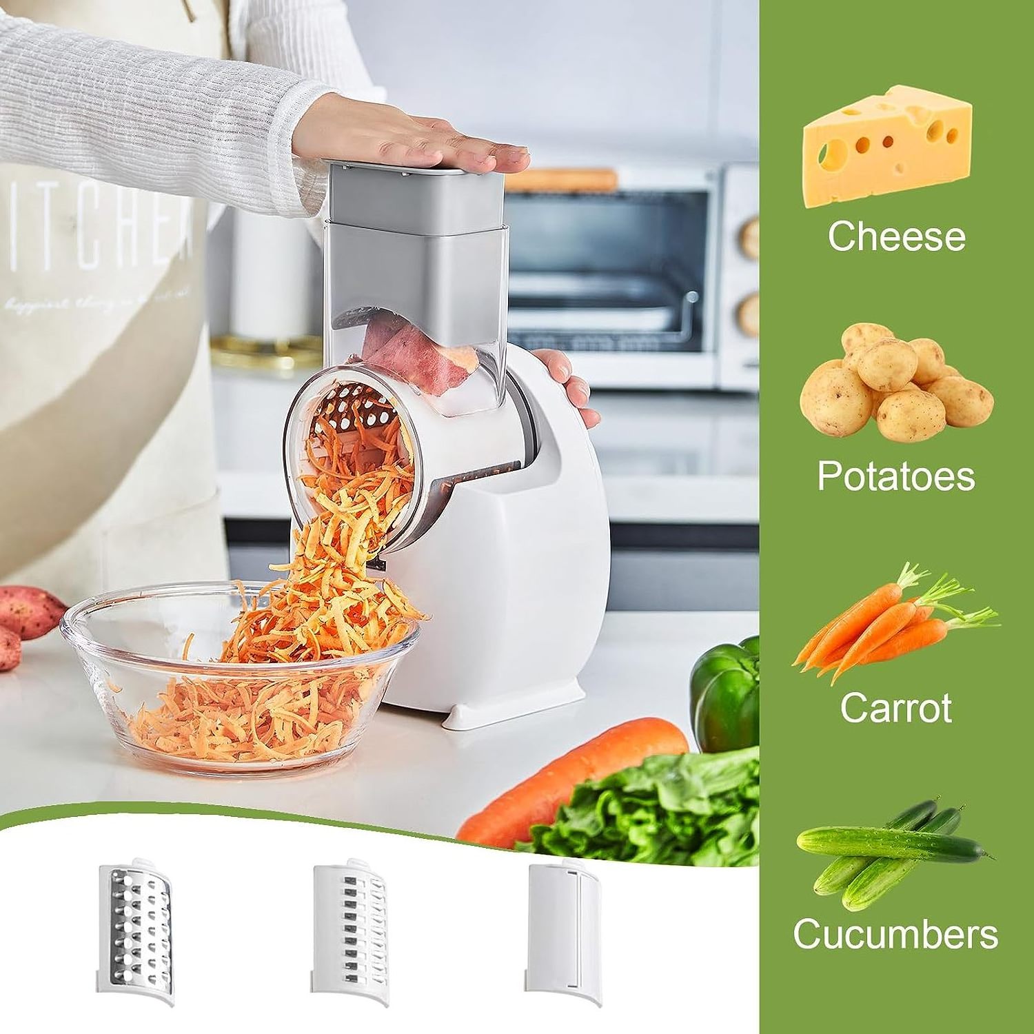 Kitchen roller electric multi-function chopper, vegetable slicer cheese potato grater