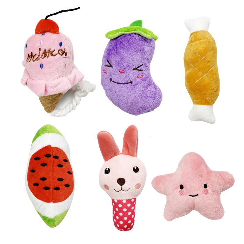 Wholesale Customized Stuffed Soft Plush Dog Toy Bulk Pet Dog Squeaky Plush Toys Pack Cute Puppy Dog Toys Plush Set Bundle