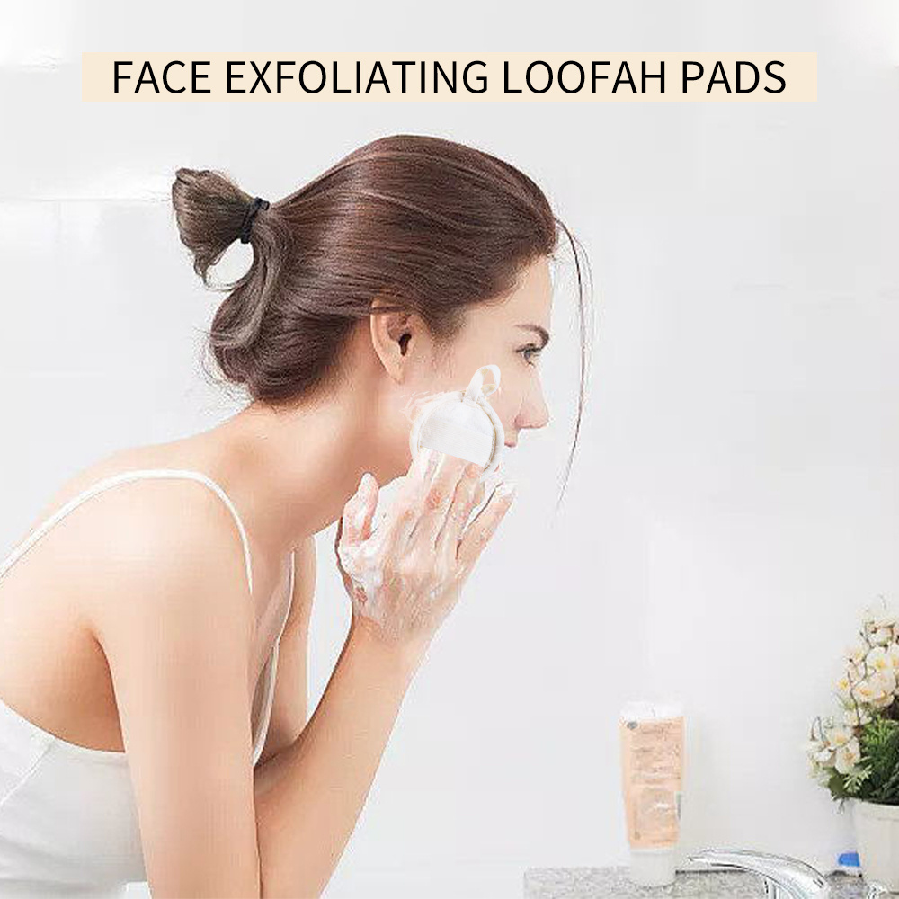 Wholesale Exfoliating Loofah Sponge Face Pads Scrubber Natural Facial Loofa Scrub Pad Biodegradable Luffa Cleanser Sponges