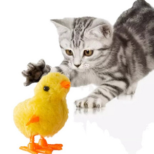 Clockwork Chick Cats Cute Chicken Plush Pet Toys Hot Cheap Price Creative Fun Wind Up Jumping Dog Cat Interactive Toy