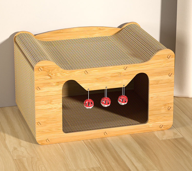 Vertical Double-layer Cat House Wear-resistant and Scratch-resistant Cat Scratcher House Castle Cat Scratching Board