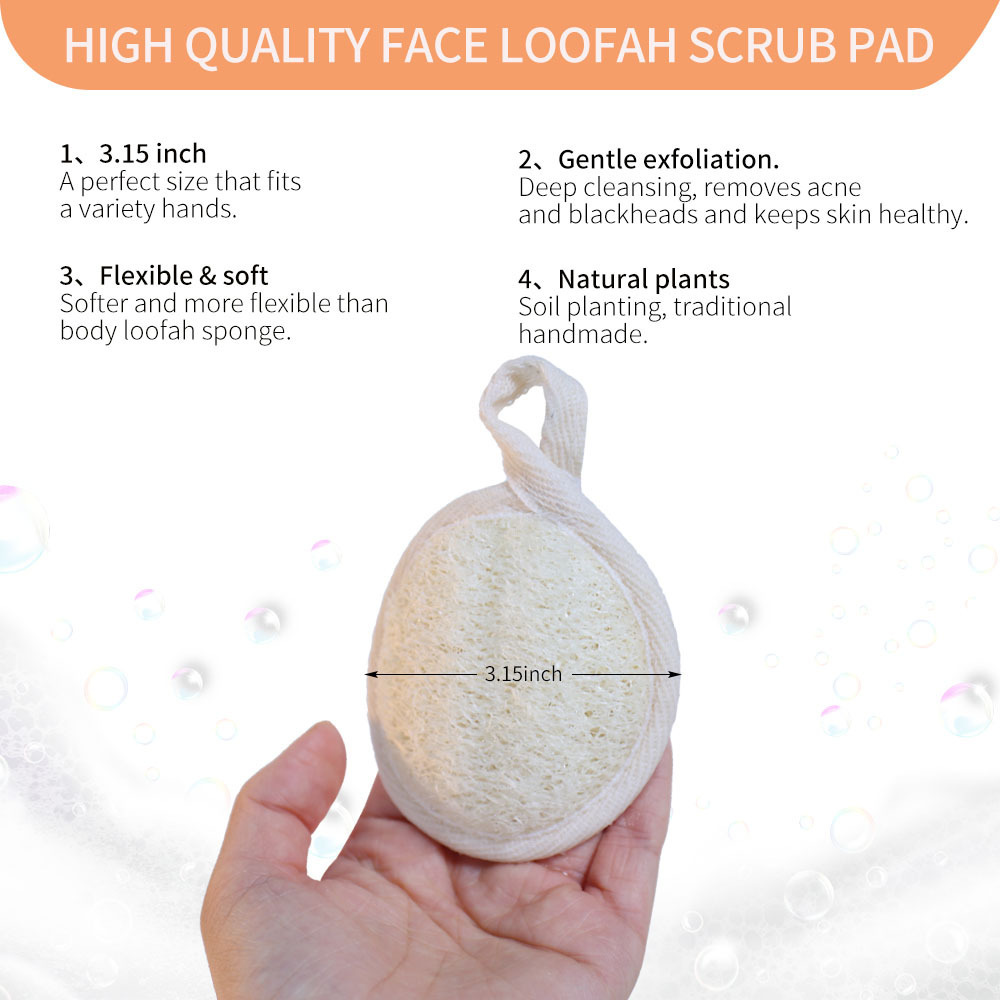 Wholesale Exfoliating Loofah Sponge Face Pads Scrubber Natural Facial Loofa Scrub Pad Biodegradable Luffa Cleanser Sponges