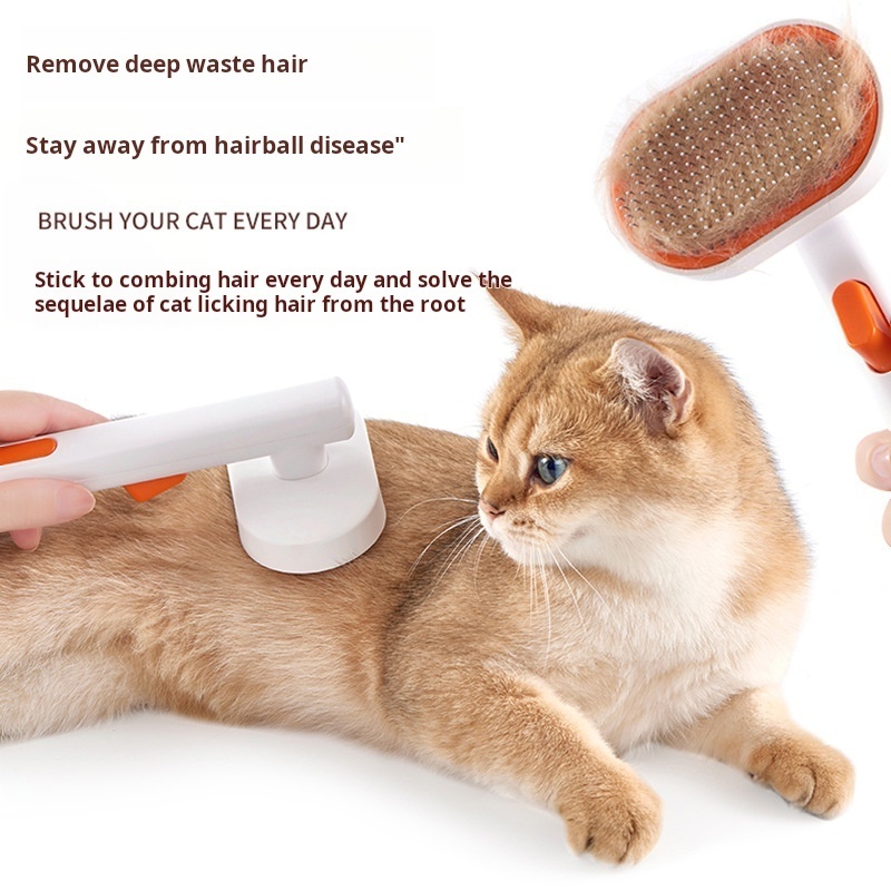 Pet cat massage comb with handle stainless steel hair removal comb cat cleaning and beauty comb