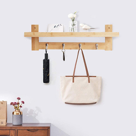 Coat Rack Wall Mounted Shelf with Hooks