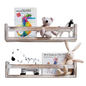 Rustic Floating Baby Nursery Book Shelf Corner Shelf Rack for Children Bedroom Book Shelf Organizer