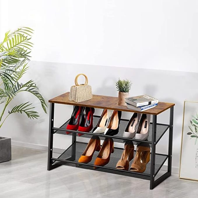 Hot 3-Tier Steel Frame Shoe Rack Shelves Home Furniture Narrow Shoe Organizer For Closet Entryway Living Room