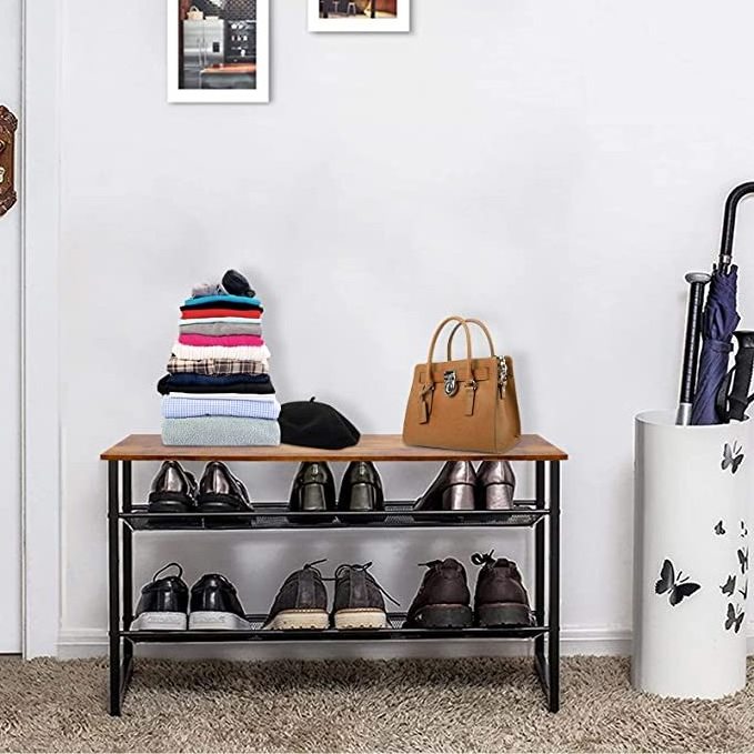 Hot 3-Tier Steel Frame Shoe Rack Shelves Home Furniture Narrow Shoe Organizer For Closet Entryway Living Room