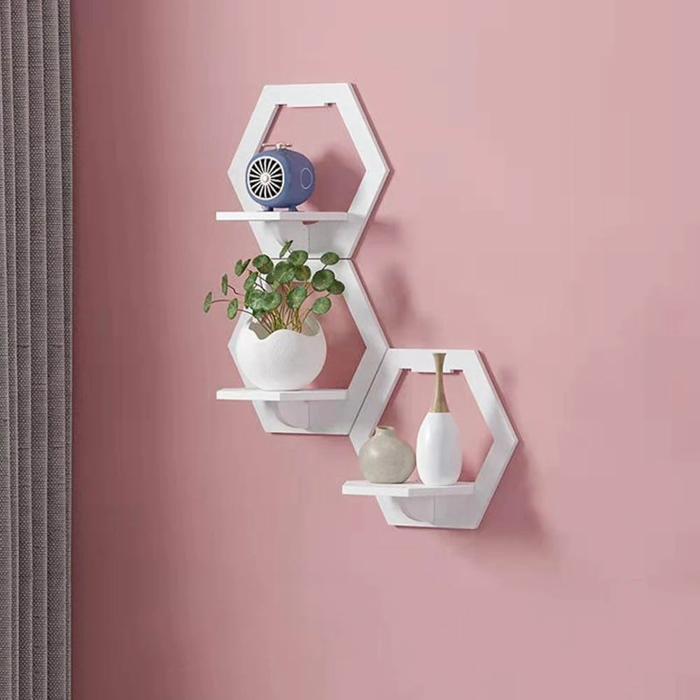 Creative Wall Shelf Home Punch-Free Wall-Mounted PVC Wood Hanging Decoration Flower Shelf Bedroom Balcony Wall Flower Pot Stand