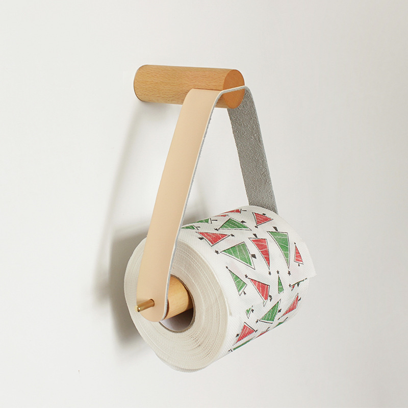 Toilet toilet hanging leather brass roll paper holder perforation-free wall towel holder toilet paper holder