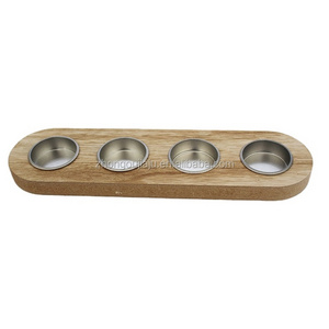 Wholesale Cheap Heart Shape Rustic style Wooden Tea Light Candle Holder for Home Decoration