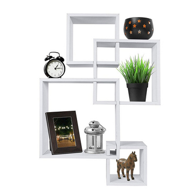 Utility Storage Shelf Wall Racks Modern 4 Cube Intersecting Wall Mounted Floating Shelves Living Room Furniture