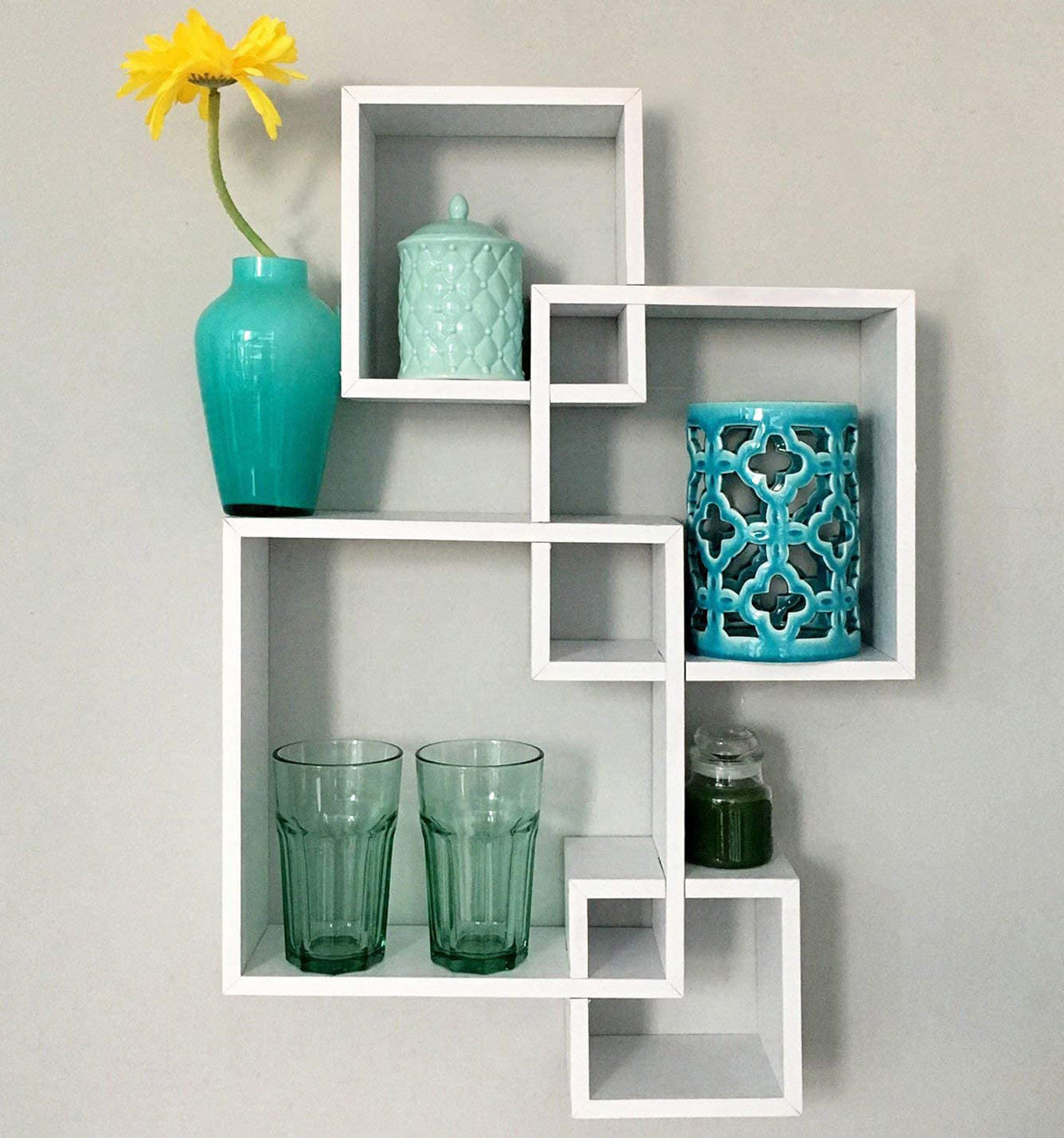 Utility Storage Shelf Wall Racks Modern 4 Cube Intersecting Wall Mounted Floating Shelves Living Room Furniture