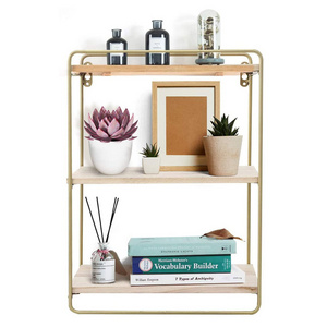 Gold Wall Shelf 3 Tier Rustic Floating Shelve Living Room Furniture