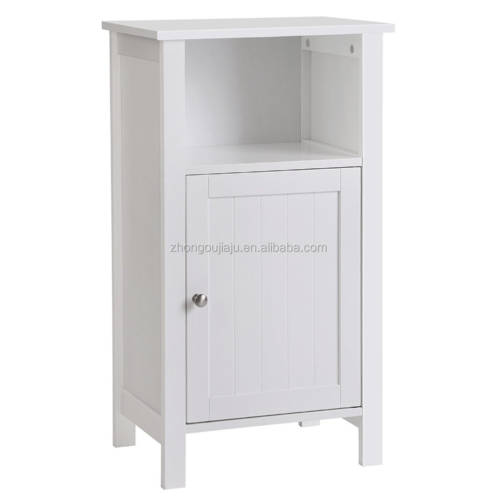 Wooden Furniture Tall Floor Storage Cabinet with Doors White Finish