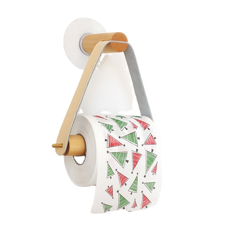 Toilet toilet hanging leather brass roll paper holder perforation-free wall towel holder toilet paper holder