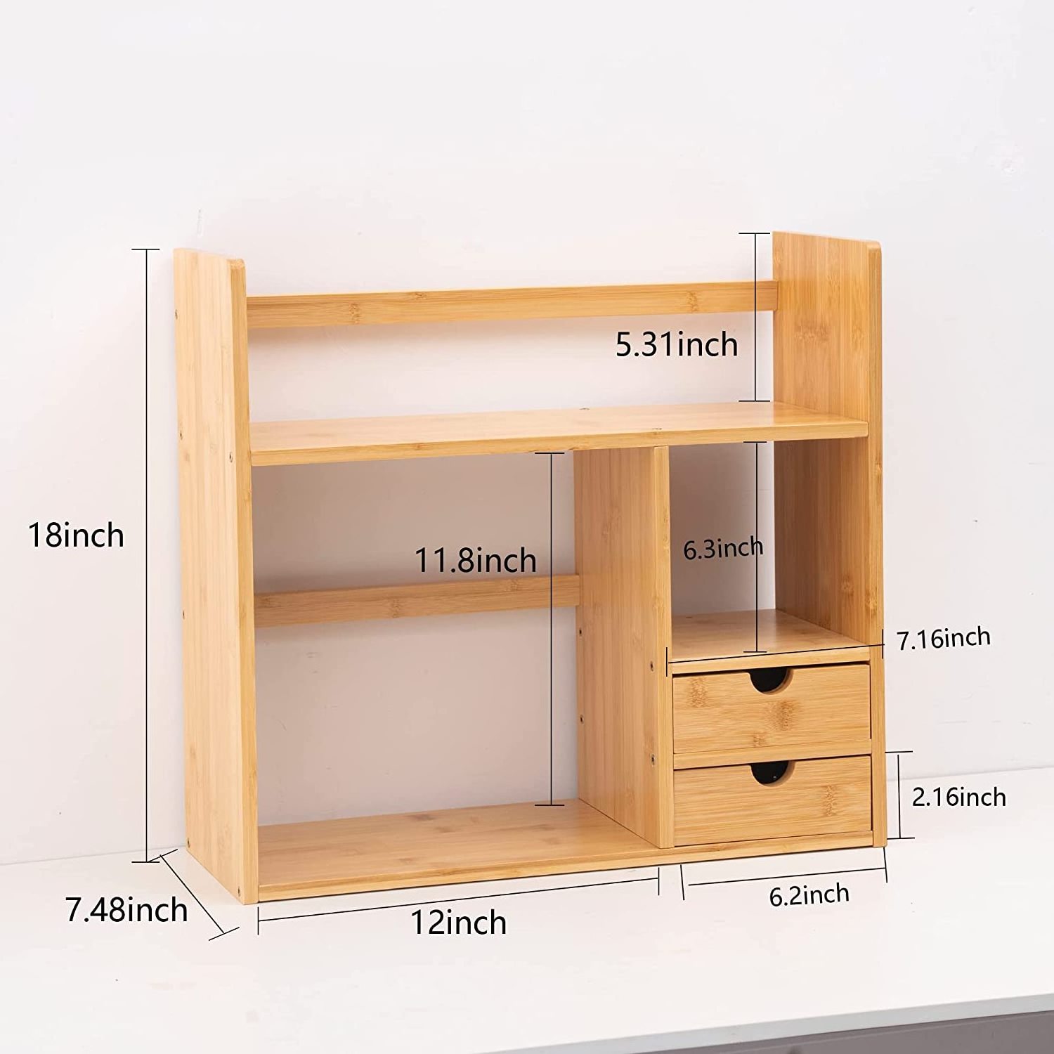 3 Tier Small Bookshelf 2 Shelf Wooden Storage Bookcase with Short Shelves for Bedroom Living Room and Home