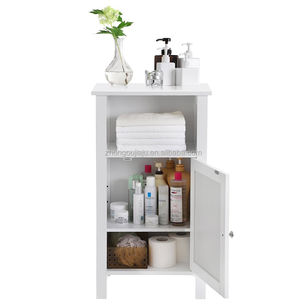 Wooden Furniture Tall Floor Storage Cabinet with Doors White Finish