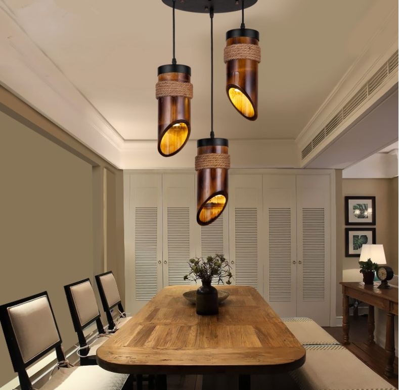 2023 New Design village Bamboo Pendant Light Hanging Light Fixtures Led Ceiling Light Chandelier Dining Room Shop Restaurant Bar