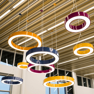 Custom Made Modern Office LED Pendant lighting Chandelier Circle Round Suspension Lamp LED Colour O-ring Chandelier