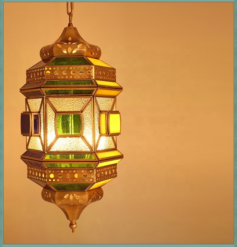 Antique copper chandelier Moroccan Arabic Style Project Retro Lighting Handmade Fancy Mosque Pendant Lights Fixture