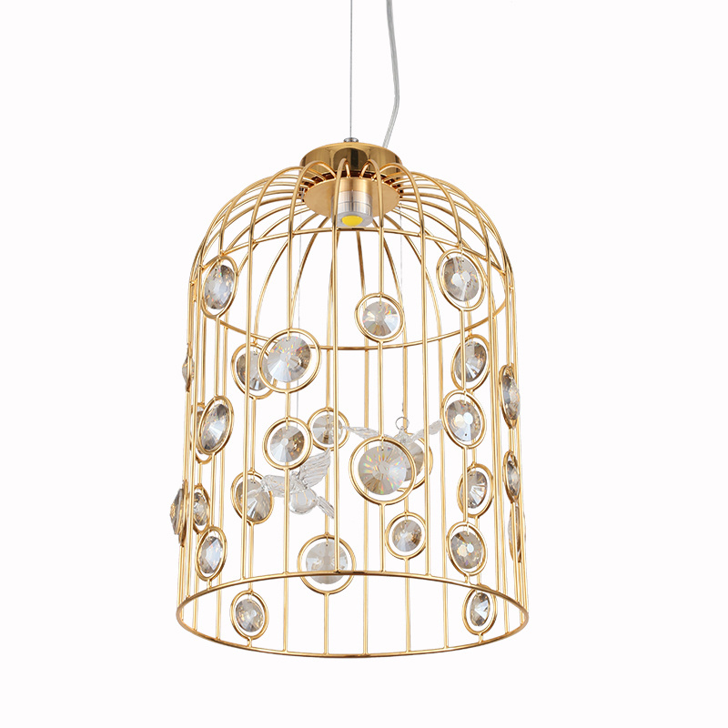 New Iron cage crystal chandeliers traditional rustic pendant lights birds cage industrial vintage pendant Lamp hanging lights