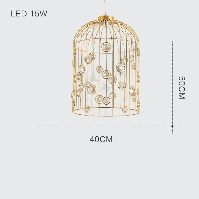 New Iron cage crystal chandeliers traditional rustic pendant lights birds cage industrial vintage pendant Lamp hanging lights