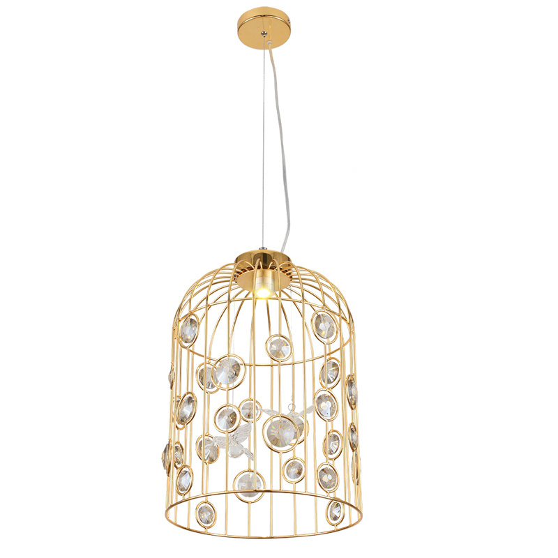 New Iron cage crystal chandeliers traditional rustic pendant lights birds cage industrial vintage pendant Lamp hanging lights