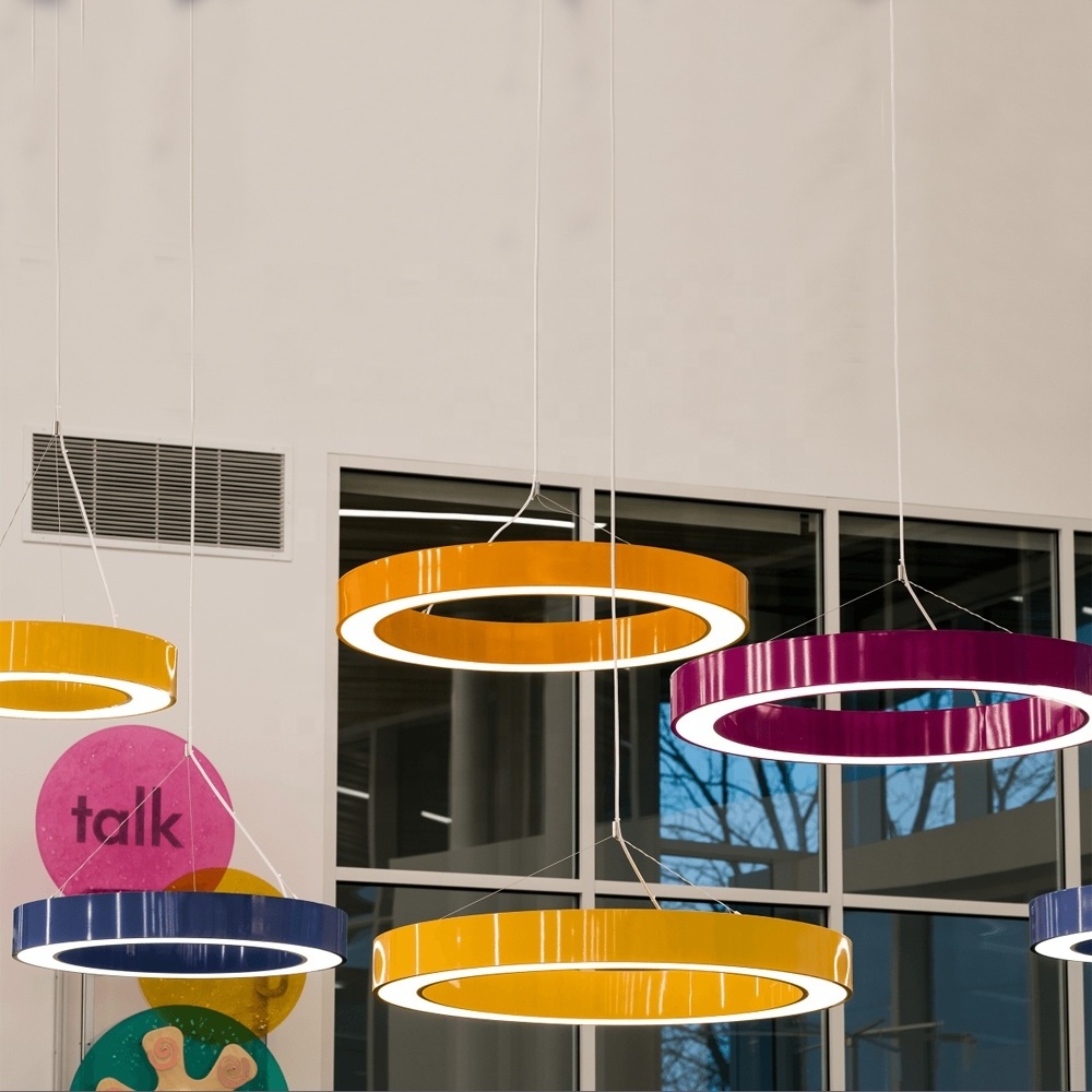 Custom Made Modern Office LED Pendant lighting Chandelier Circle Round Suspension Lamp LED Colour O-ring Chandelier