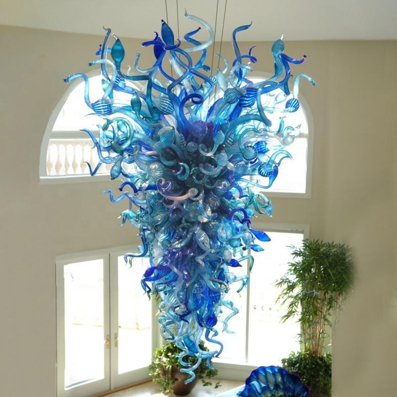 Custom Chihuly Style Chandelier Colorful Frosted Glass Pendant Lamp Large Hand Blown Murano Glass Hanging Lighting For Hotel