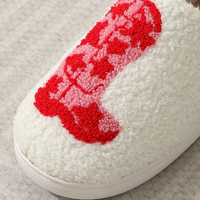 FREE SHIPPING Custom Logo Smile Happy Face Slippers Moon Cake Plush Fuzzy Sherpa Women Cozy House Home Slippers