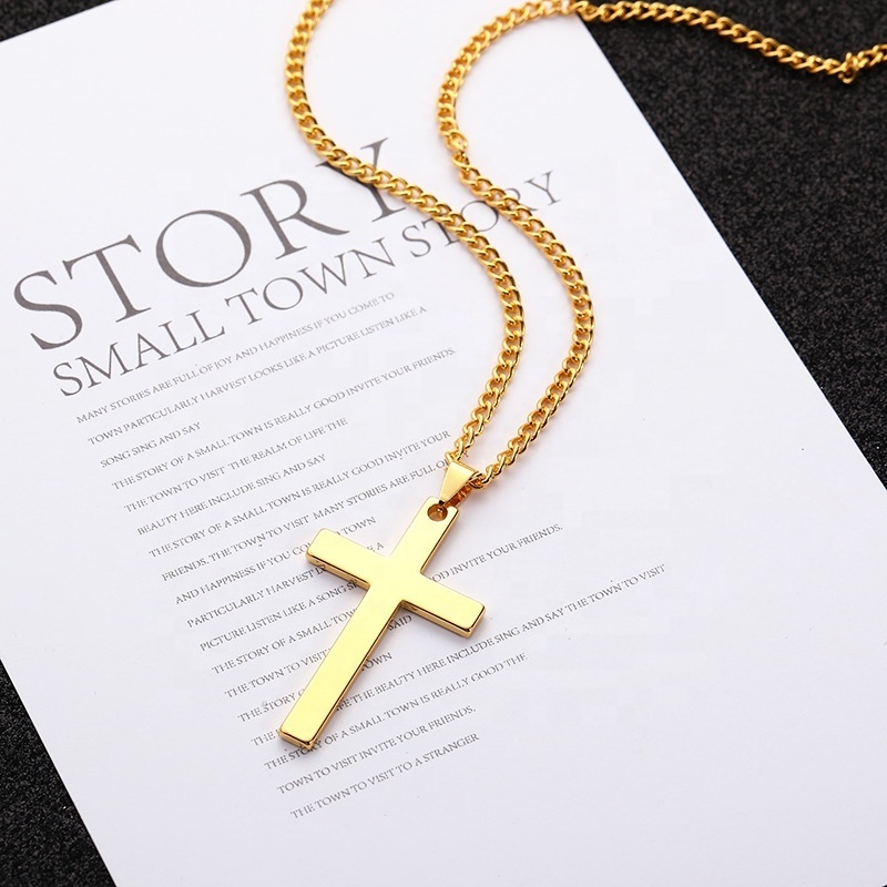 Big Titanium Steel Cross Pendant Necklace for Men Teen Boys Jewelry Three Layers Jesus Cross Crucifix Necklaces with Box Chain