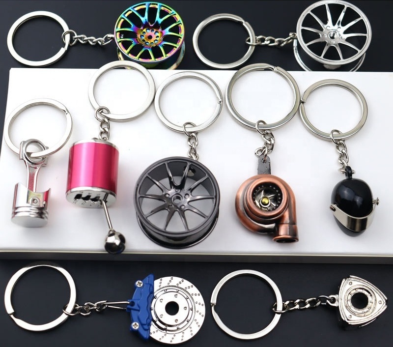 Wholesale Custom Creative Metal 3D Car Turbo Key Chain Promotion Gift Keychains For Men Car Part Keychain