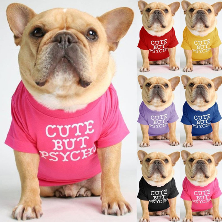 2021 Wholesale dog clothes fashion luxury designer French Bulldog Round Collar T-shirt small puppy teddy pug dog clothes