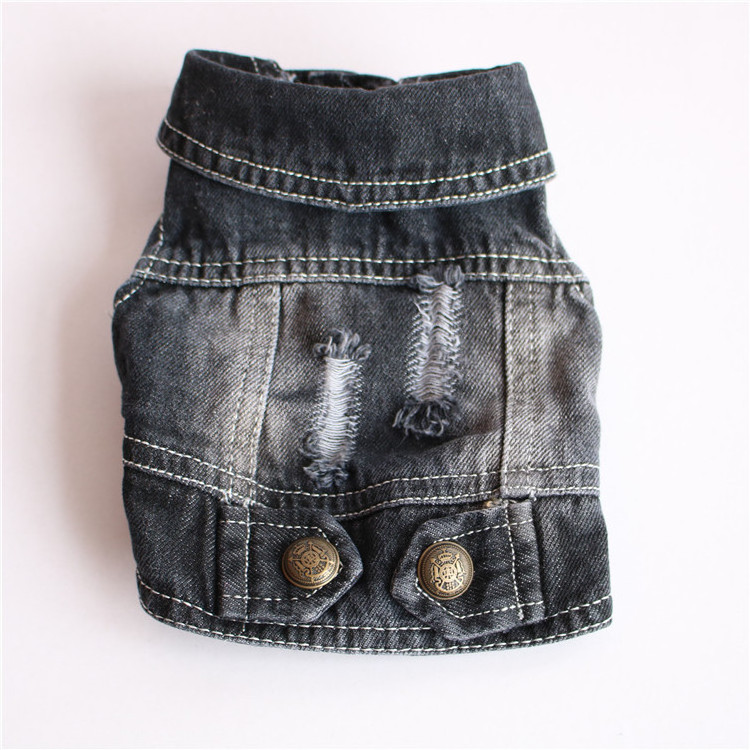 Wholesale Pet Clothes Fashion Classic Cool denim Dog Clothes Vest Small Dogs Bichon Teddy Broken Holes vest jeans dog jacket