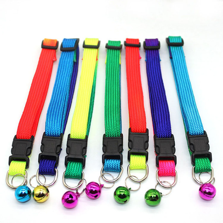 Cool gradient color pet collar puppy dog cat collars with bell