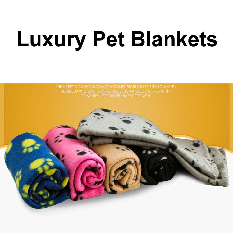 Wholesale Pet Beds Quality Hot Sale Multi-colors Dog Blankets Soft Fleece Luxury Paw Prints Dog Pet Blankets for puppy cats